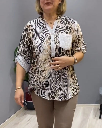 Leopard Print Casual Blouse