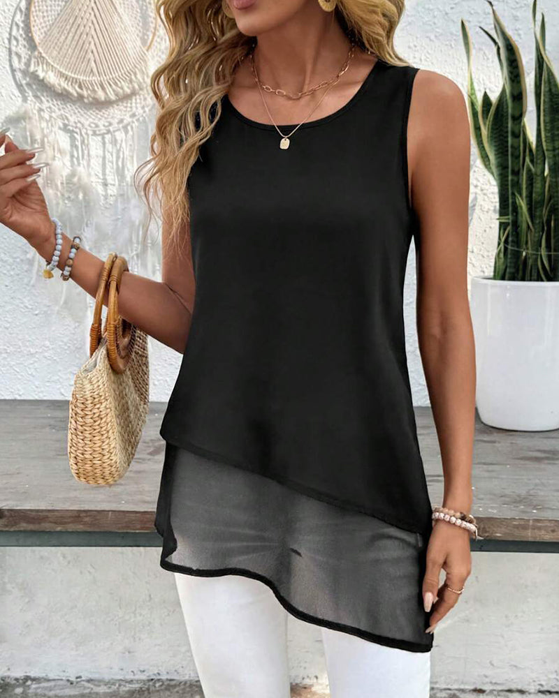 Canotta irregolare senza maniche tinta unita