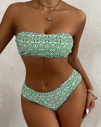 Bandeau Floral Print Two-Piece Bikini