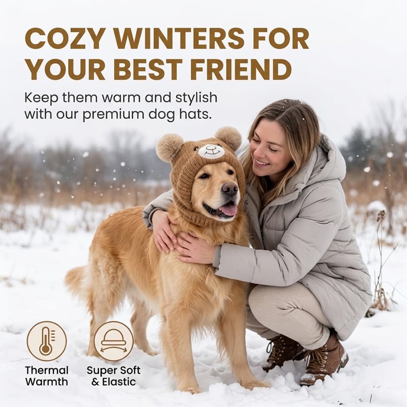 Large Dog Knitted Ear Scarf and Hat Set