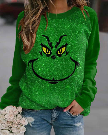 Women's Casual Christmas Print Sweatshirt 2024 f/w Green Grinch grinch sweatshirts