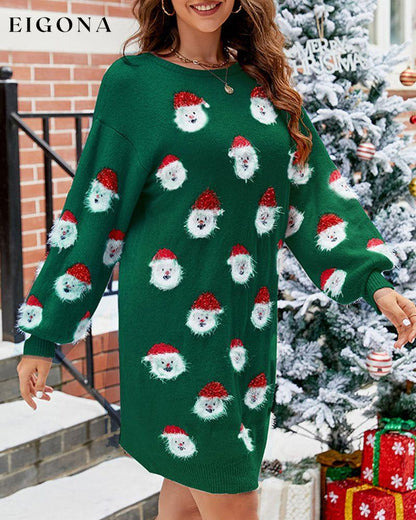 Santa claus print casual sweater dress 2023 f/w 23BF christmas Clothes sweater dresses