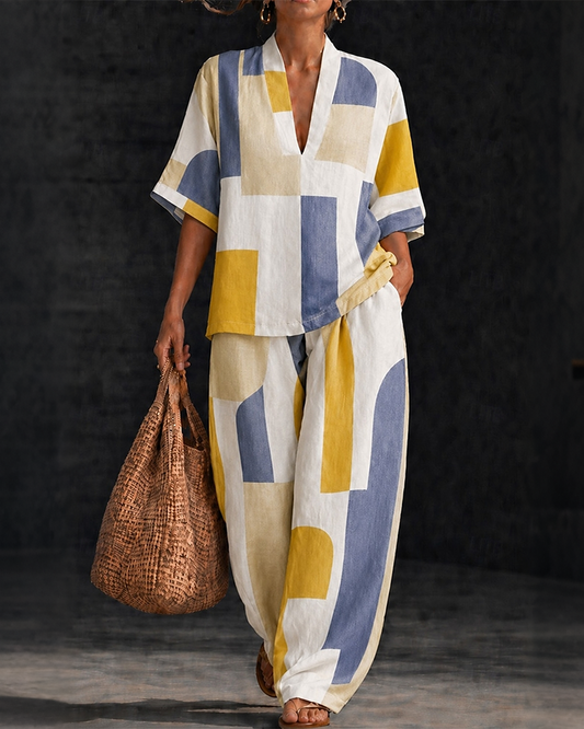 Geometric Print Loose-Fitting Set spring summer two-piece sets