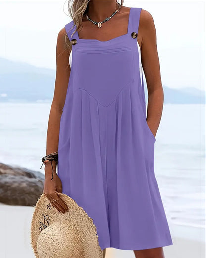 Casual Loose Fit Button Pocket Jumpsuits