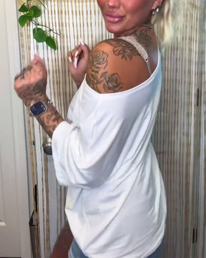 Maglietta casual monospalla tinta unita