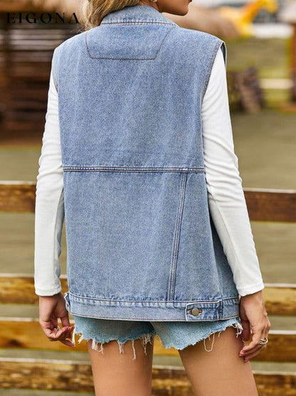 Sleeveless Denim Jacket with Pockets clothes Denim Jacket M.F Ship From Overseas Shipping Delay 09/29/2023 - 10/02/2023 trend