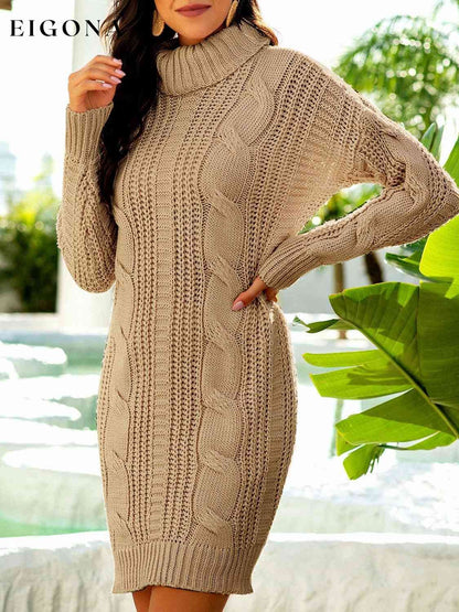 Turtleneck Ribbed Sweater Dress clothes dress dresses long sleeve long sleeve shirts long sleeve top Ship From Overseas Shipping Delay 10/01/2023 - 10/02/2023 short dresses sweater sweaters Y*X