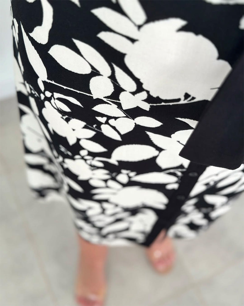 Abito stampato a maniche corte in stile camicia