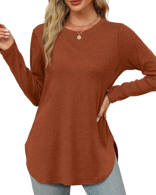 Solid Color Long Sleeve Top 2024 f/w spring tops