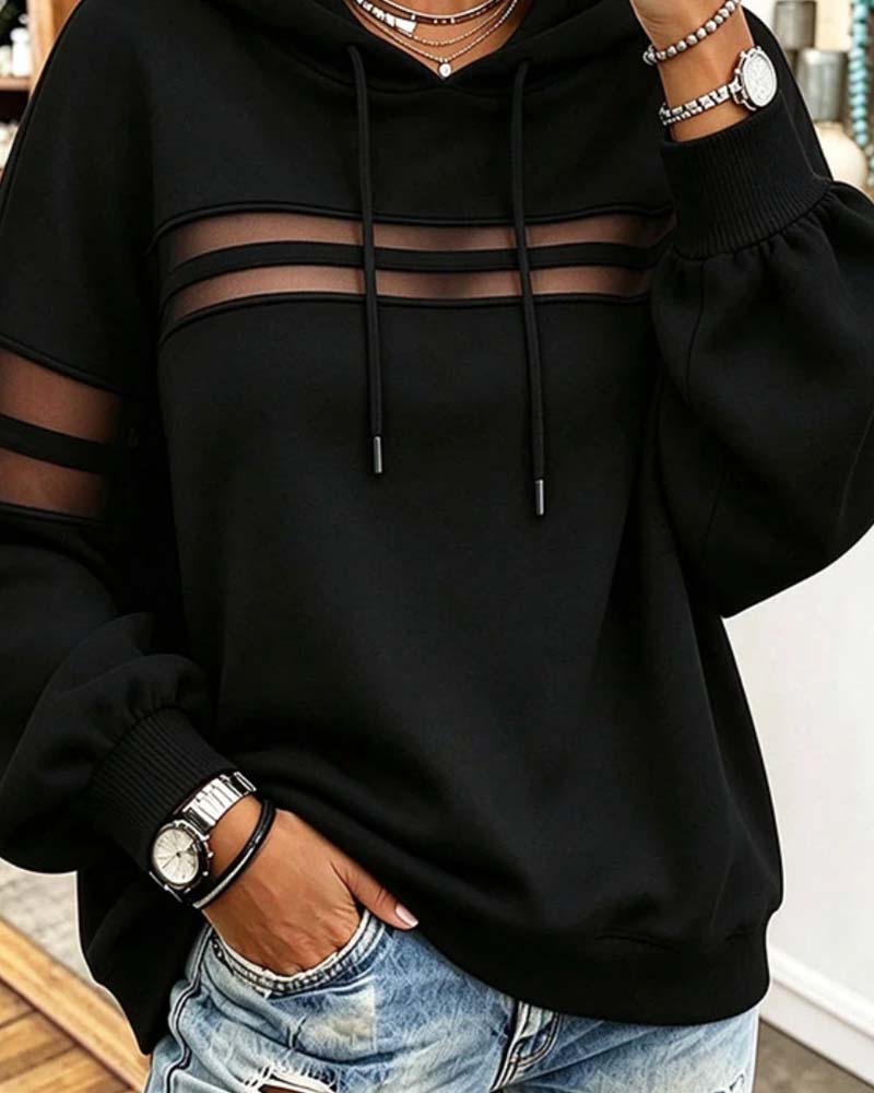 Sheer Horizontal Stripe Hoodie