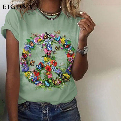 Butterfly And Floral Print T-Shirt best Best Sellings clothes Plus Size Sale tops Topseller