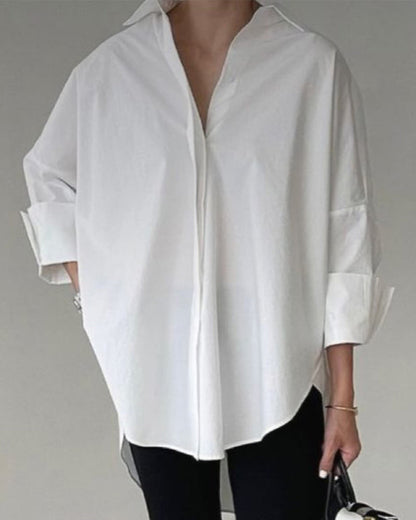 Drop-Shoulder Loose Long-Sleeve Blouse 2024 f/w blouse & shirts spring