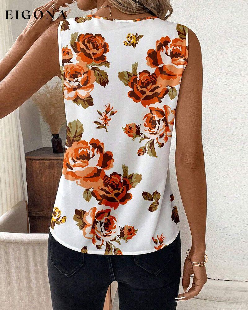 Casual sleeveless floral top blouse&shirts summer