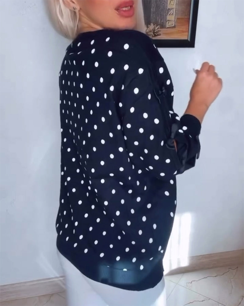 Simple polka dot print blouse 2024 f/w blouses & shirts