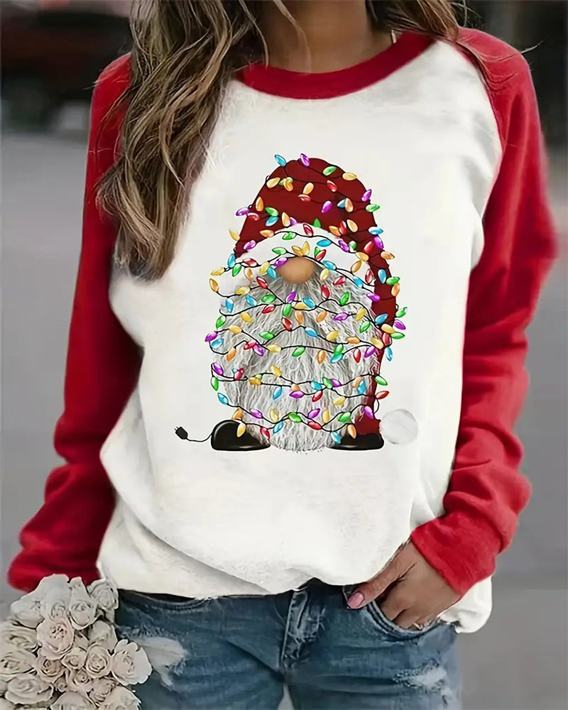 Vibrant Christmas Print Crew Neck Sweatshirt