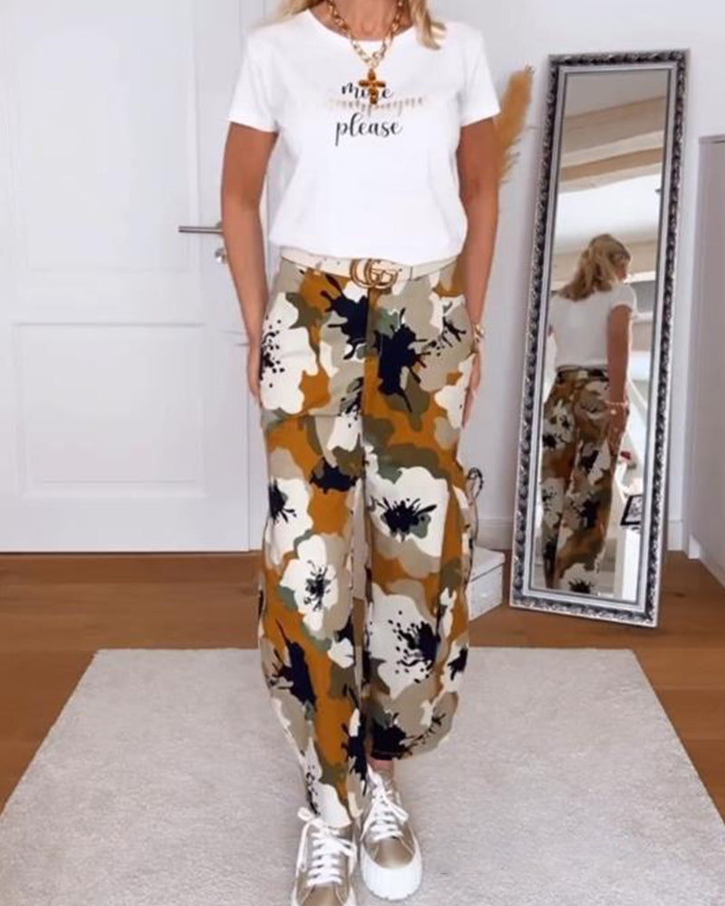 Casual Printed Knickerbocker Pants