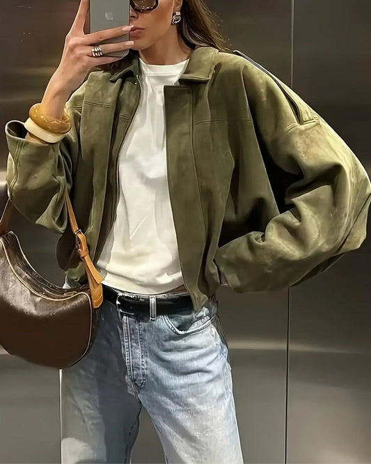 Fashion Suede Lapel Jacket jackets spring summer