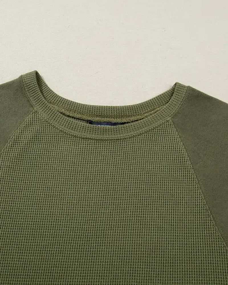 Solid Color Three-Quarter Sleeve T-Shirt