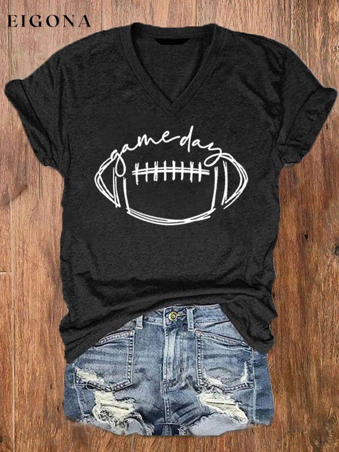 Women's Football Gameday Casual V-Neck Tee ball print