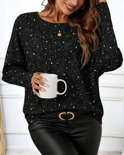 Fine shimmering fashionable long-sleeved Top