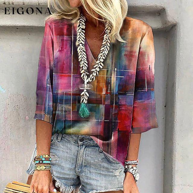 Vintage Colorful Gradient Blouse best Best Sellings clothes Plus Size Sale tops Topseller