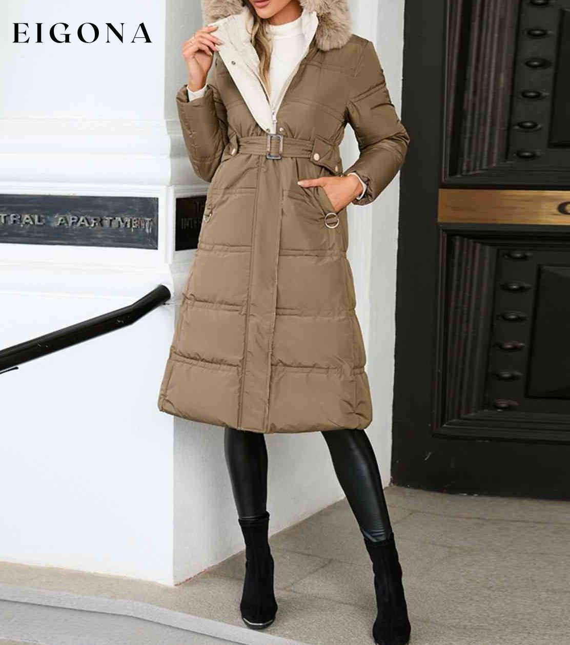 Longline Hooded Winter Coat with Pockets Big coat clothes Coat Cute coats Grey Jacket H.Y.G@E Ship From Overseas Shipping Delay 09/29/2023 - 10/03/2023 Sweaters Winter coat