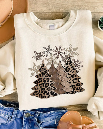 Leopard print christmas tree sweatshirt 2024 f/w christmas sweatshirts