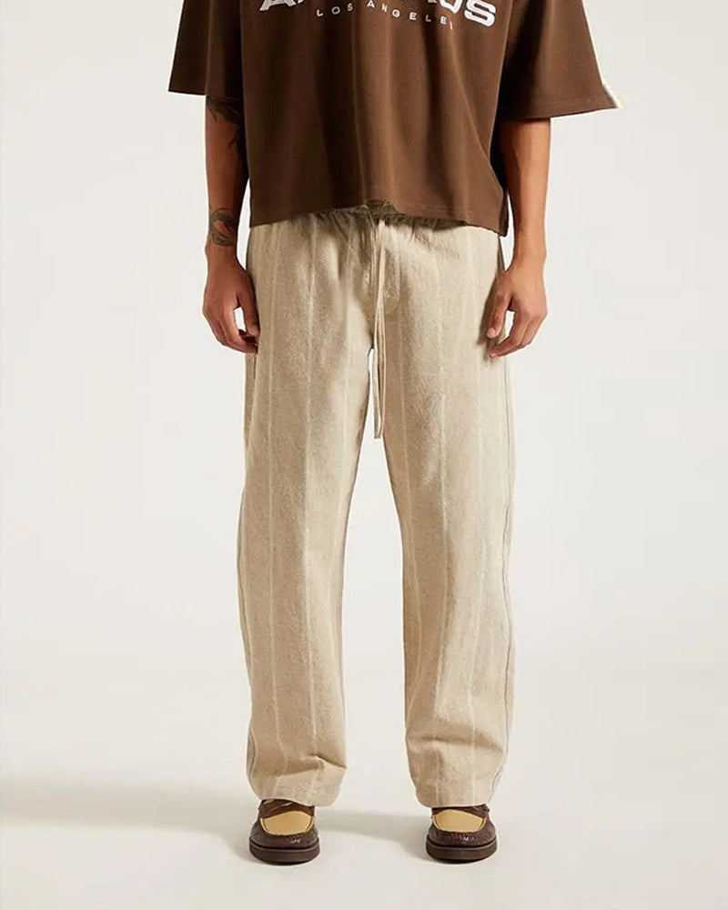 Men's Linen Drawstring Straight Leg Pant