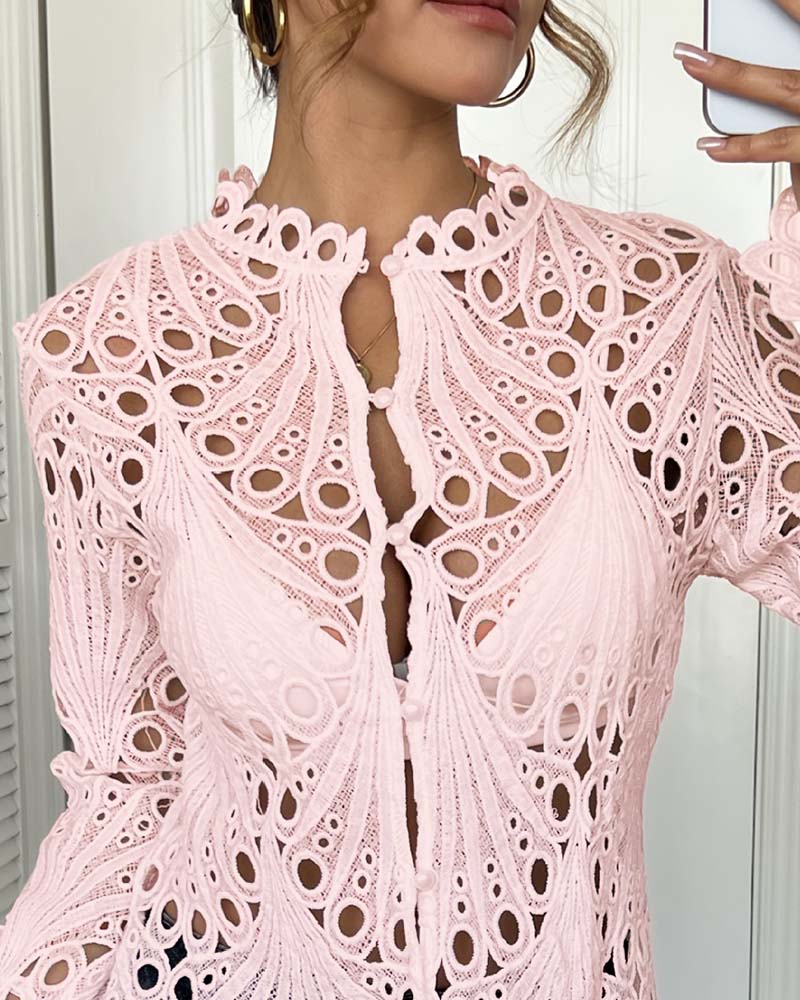 Cut-Out Bell Sleeve Coat
