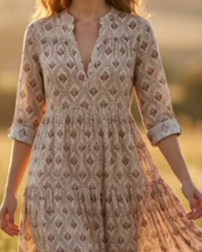 Vintage V-Neck Floral Dress