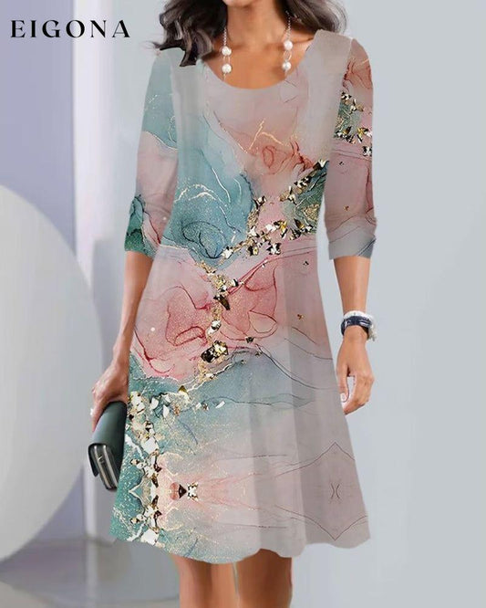Printed long sleeve crew neck dress Pink 2023 f/w 23BF casual dresses Clothes Dresses spring