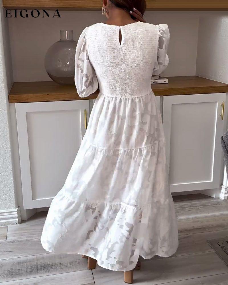 White lace elegant mid-sleeve dress casual dresses spring summer