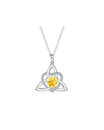 Birthstone Celtic Trinity Knot Heart Necklace✨ Heart Shape Celtic Trinity Knot Birthstone Pendant