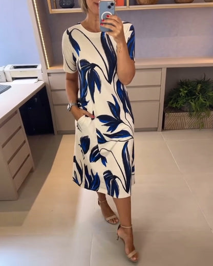 Vestido estampado con cuello redondo