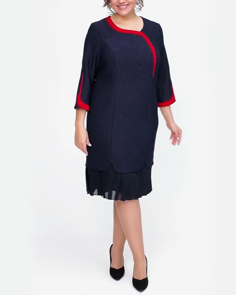 Polka Dot Contrast Color Stitching Dress 2024 f/w casual dresses