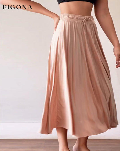 Elegant solid color drawstring pleated skirt skirts spring summer