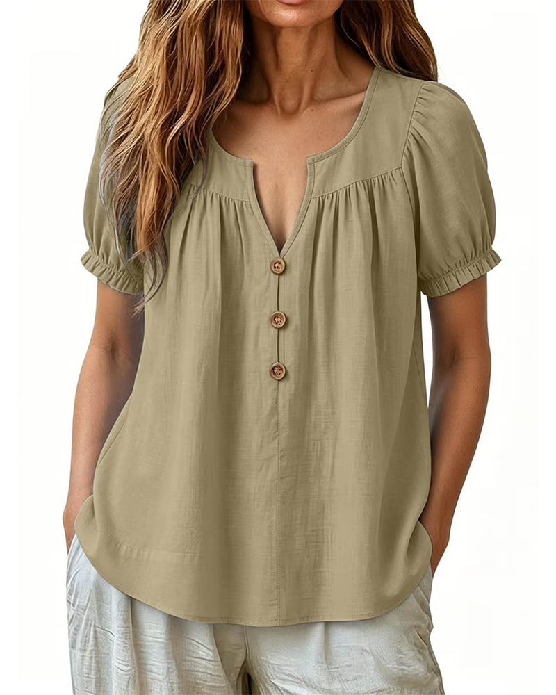 Puff Sleeve Button Down Blouse