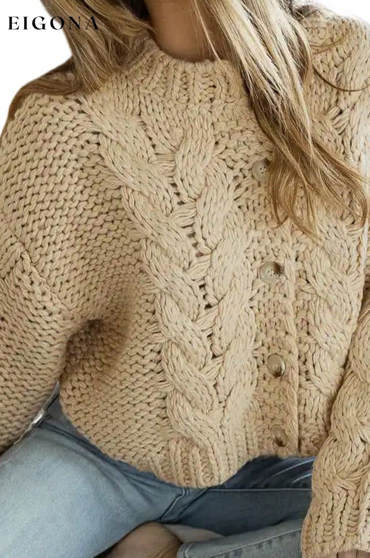 Apricot Cable Knit Buttoned Cardigan