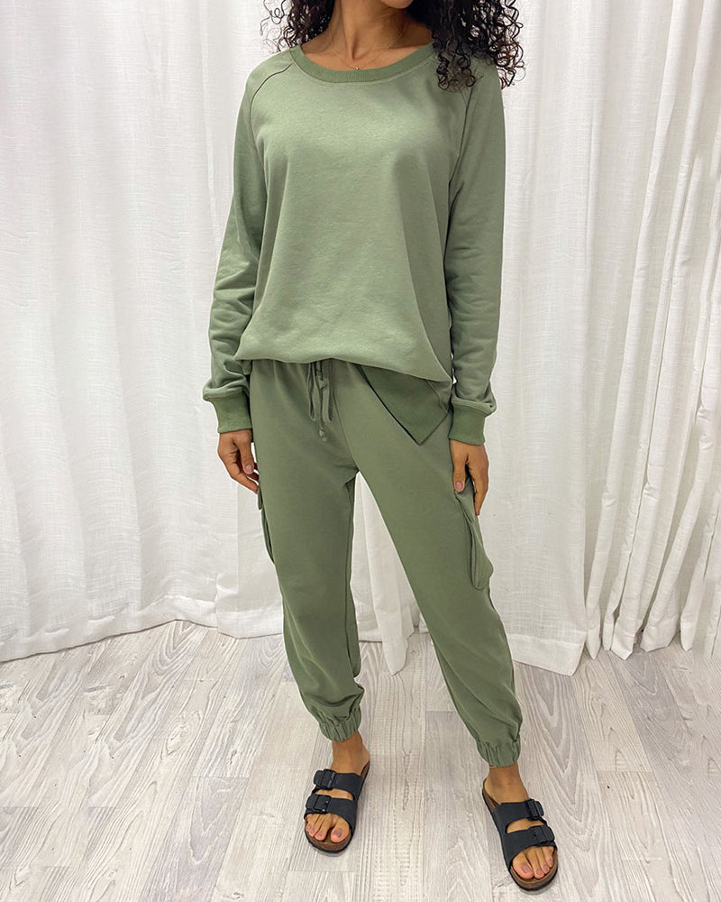 Solid color drawstring pocket sweatpants 202466 pants spring summer