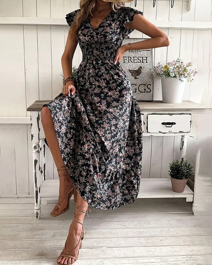 Floral Waist Tie Dress