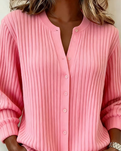 Round Neck Solid Color Long Sleeve Jumper