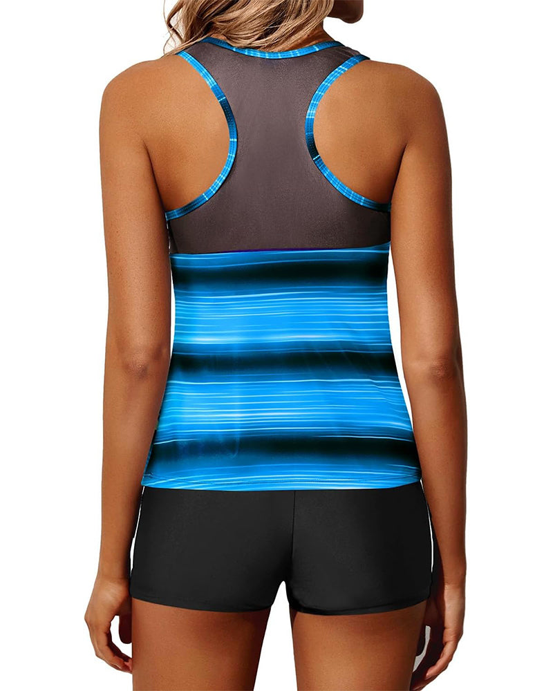 Casual Striped Tank Top Two-Piece Swimsuit