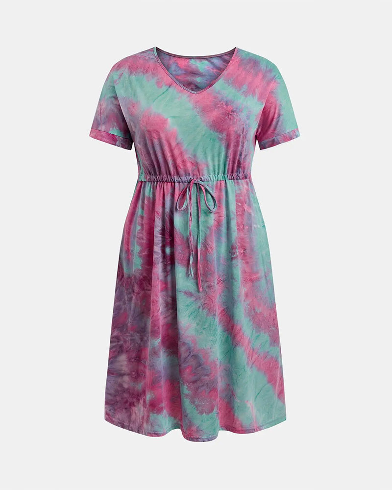 V-Neck Tie-Dye Dress