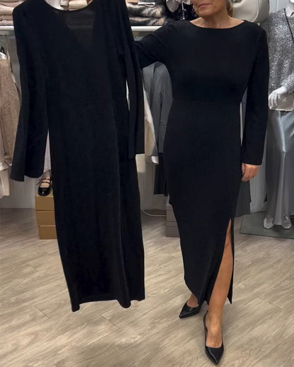 Round Neck Slim Fit Slit Dress 2024 f/w dresses