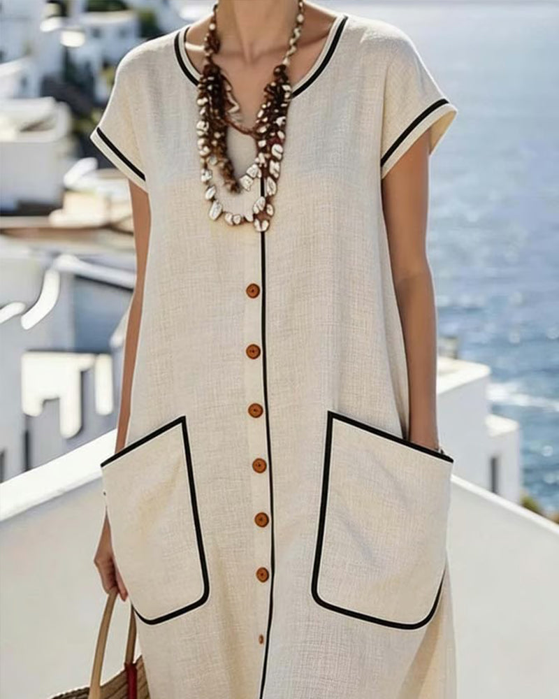 Contrast Trim Shift Dress