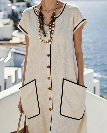 Contrast Trim Shift Dress