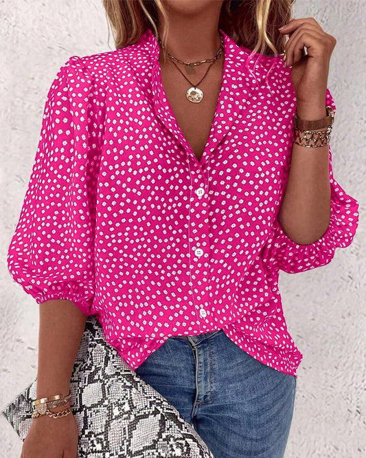 Small Floral Puff Sleeve Shirt blouses & shirts spring summer
