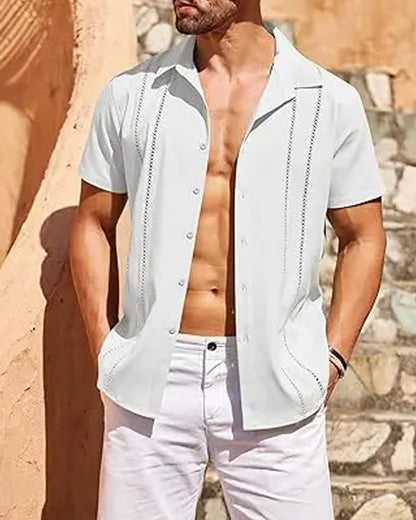 Men's Cuban Guayabera Shirt Short Sleeve Button Down Shirts