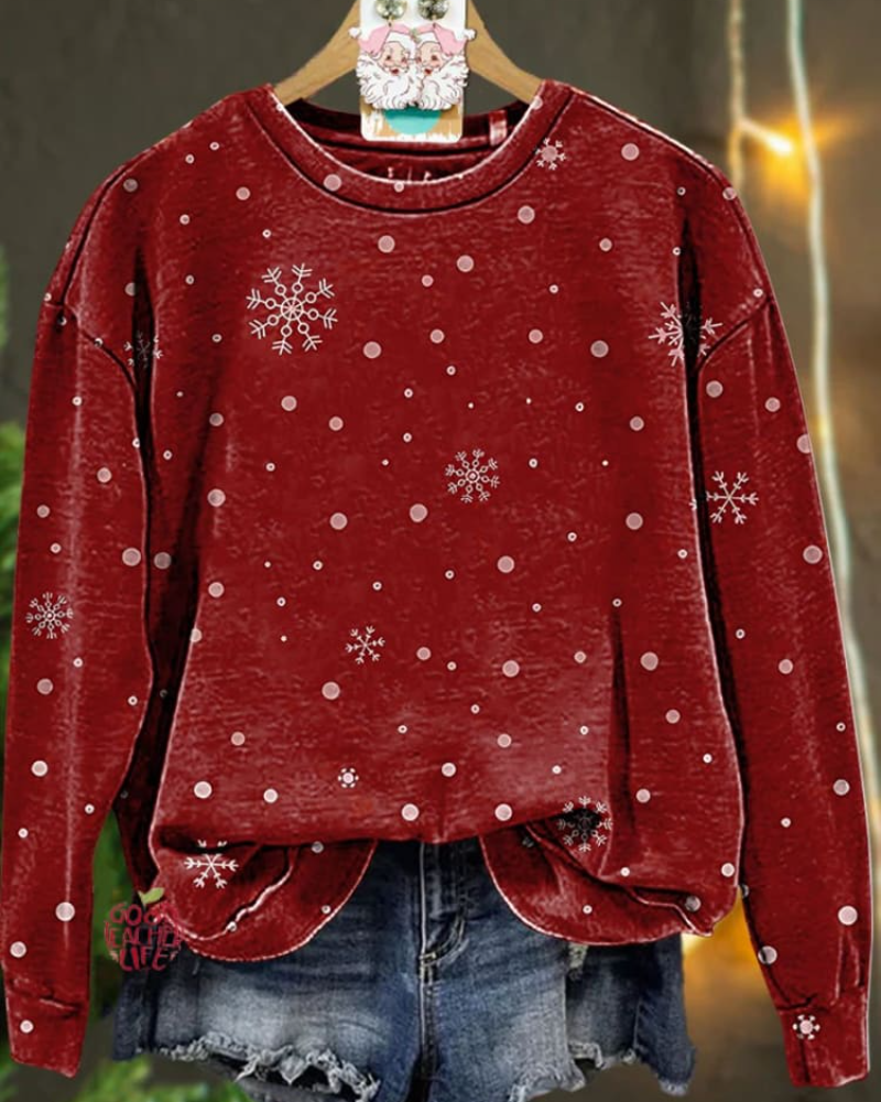 Women's Christmas red snowflakes Casual Sweatshirt 2024 F/W Christmas hoodies & sweatshirts women's christmas