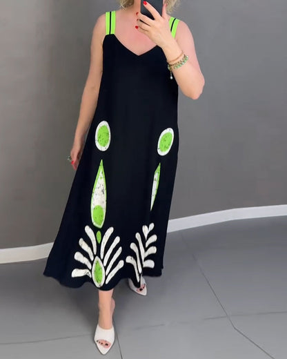 Abito stampato con spalline larghe